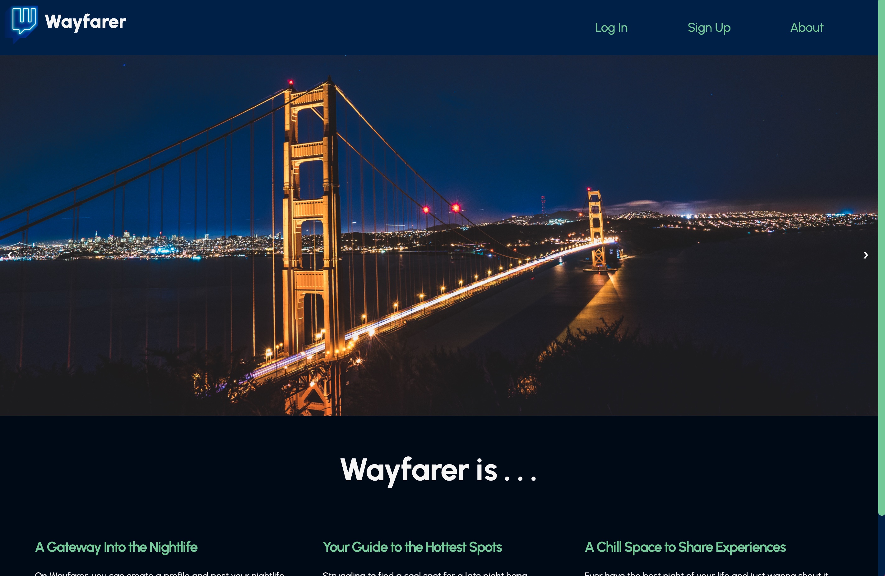 Screen Shot of Wayfarer Website